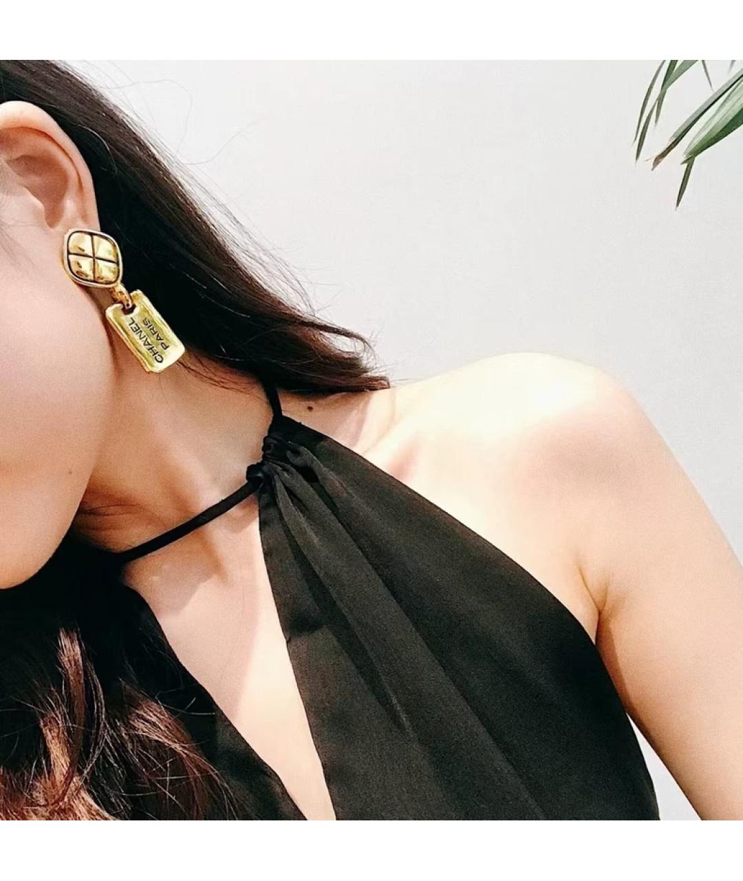 CHANEL Золотые металлические серьги, фото 4