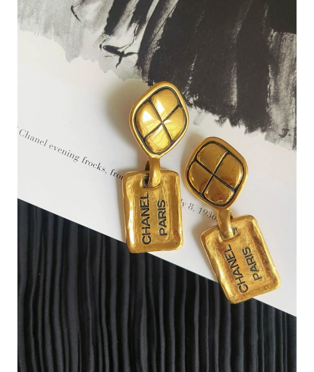 CHANEL Золотые металлические серьги, фото 5