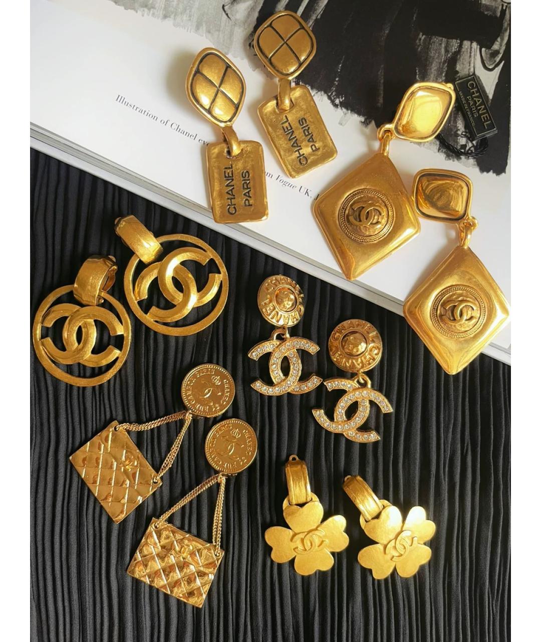 CHANEL Золотые металлические серьги, фото 3