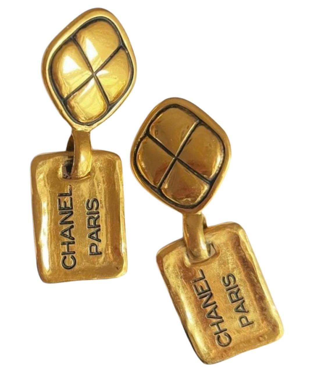 CHANEL Золотые металлические серьги, фото 1