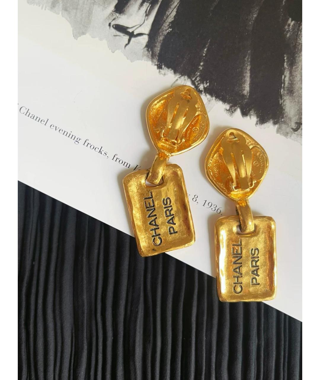 CHANEL Золотые металлические серьги, фото 2