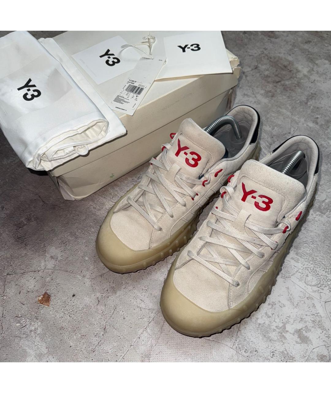 Y-3 Бежевые замшевые низкие кроссовки / кеды, фото 2