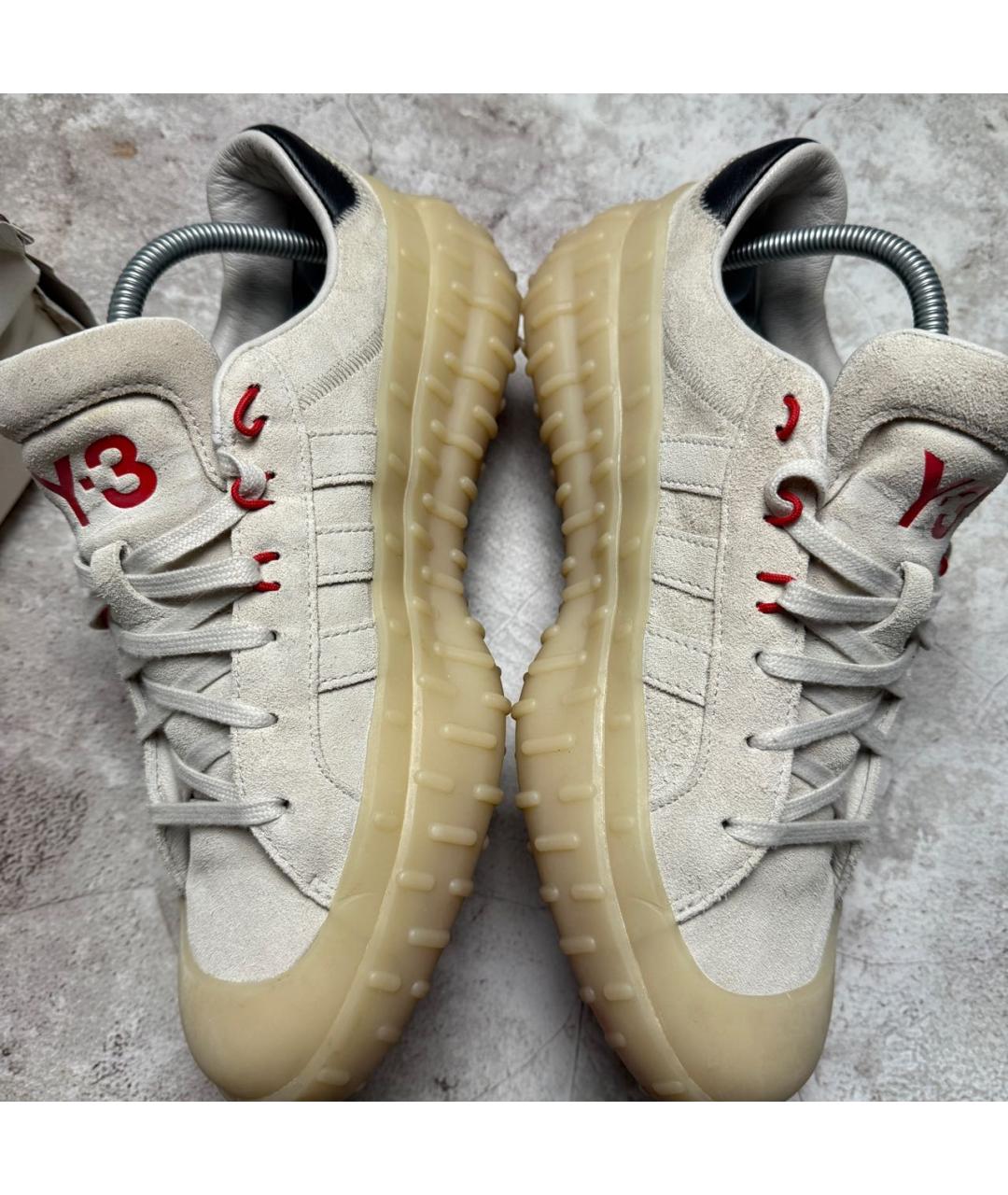 Y-3 Бежевые замшевые низкие кроссовки / кеды, фото 4