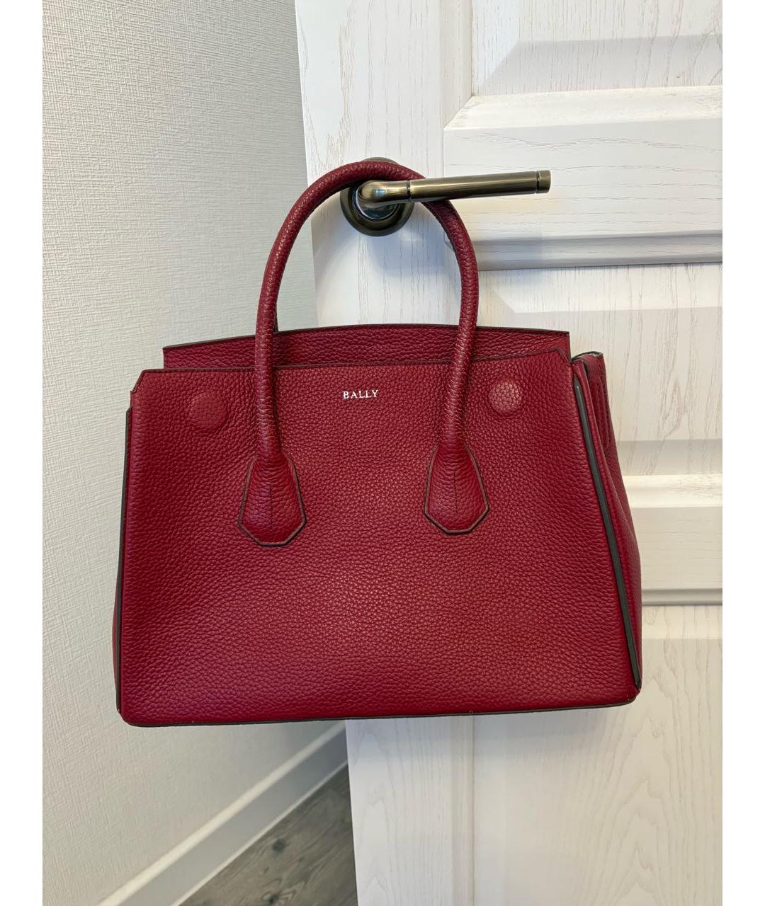 BALLY Красная кожаная сумка с короткими ручками, фото 2