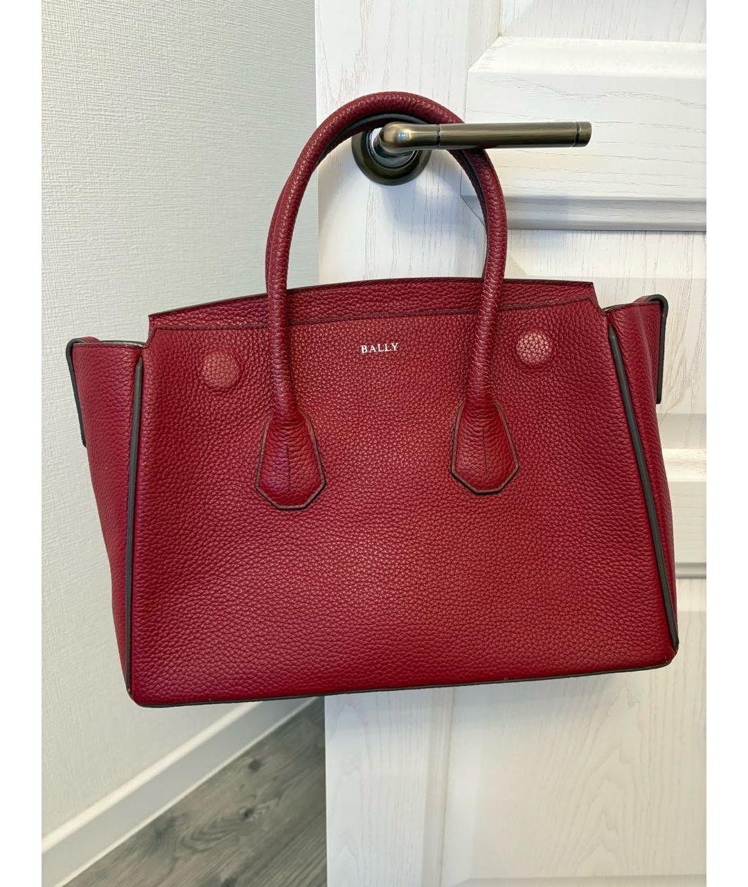 BALLY Красная кожаная сумка с короткими ручками, фото 6