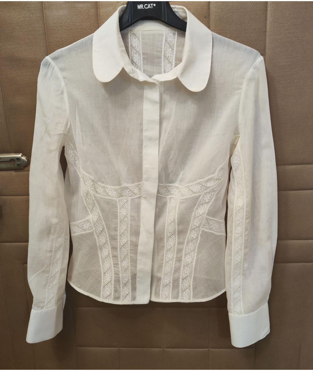 ALEXANDER MCQUEEN Белая хлопковая блузы, фото 10