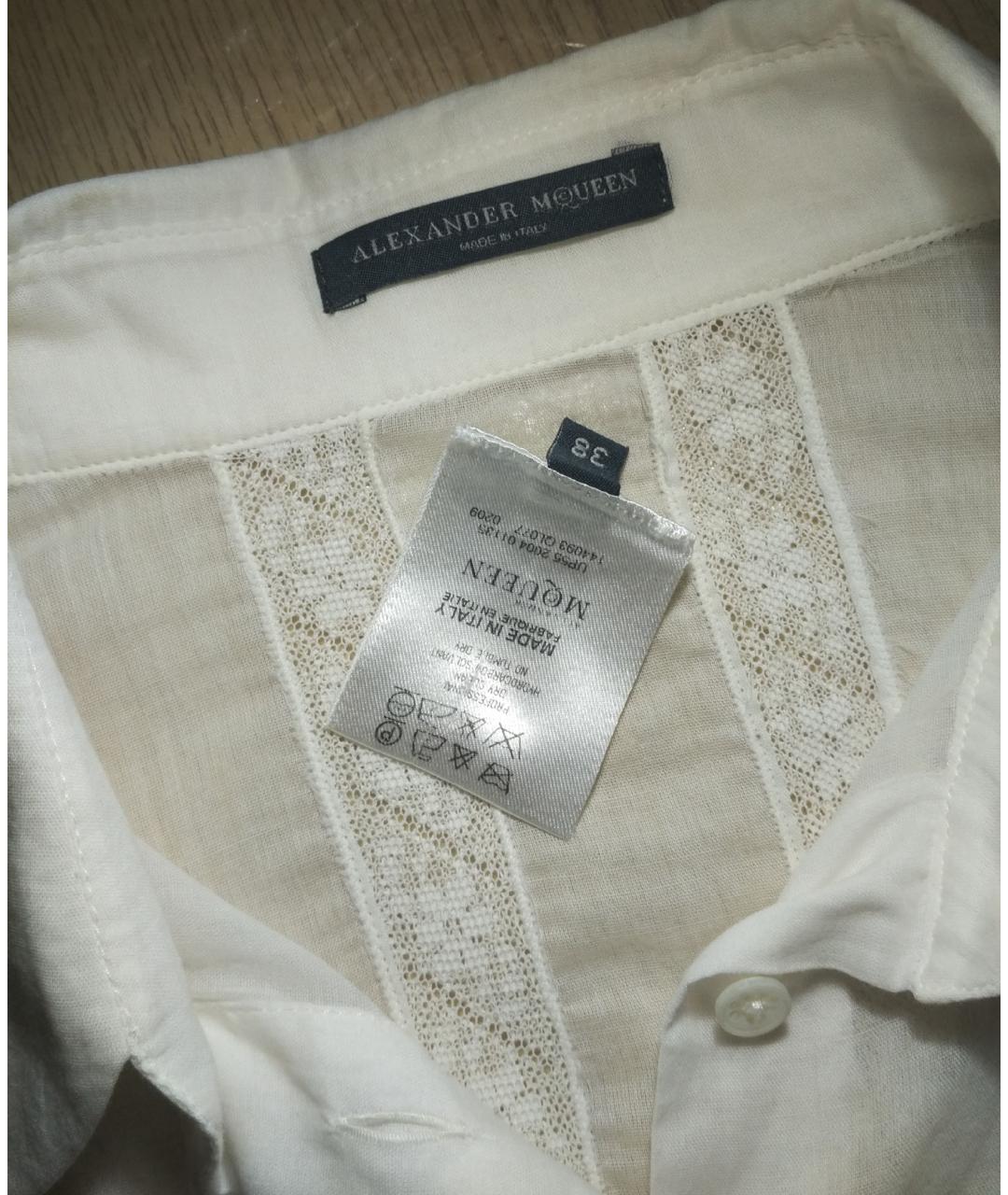 ALEXANDER MCQUEEN Белая хлопковая блузы, фото 4