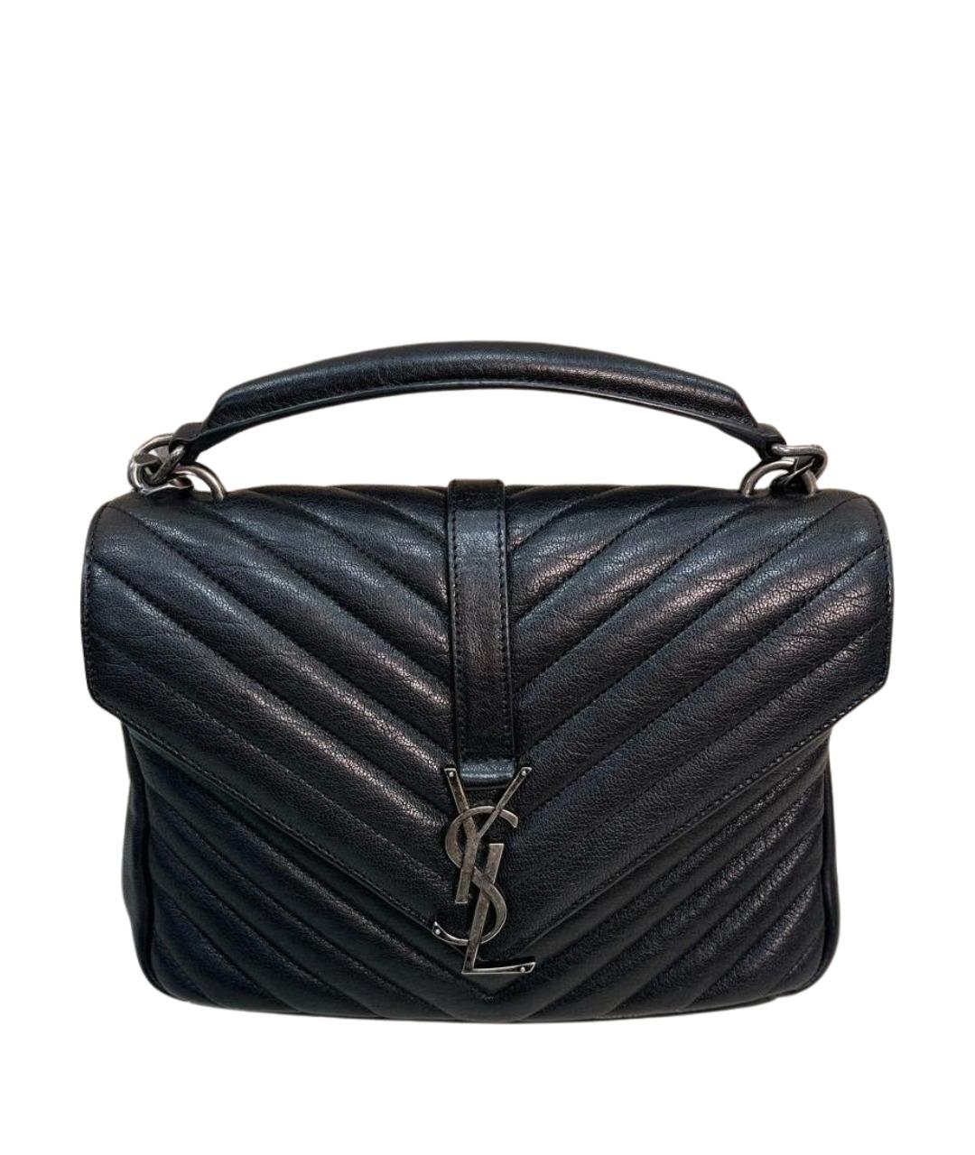 SAINT LAURENT Черная кожаная сумка с короткими ручками, фото 1