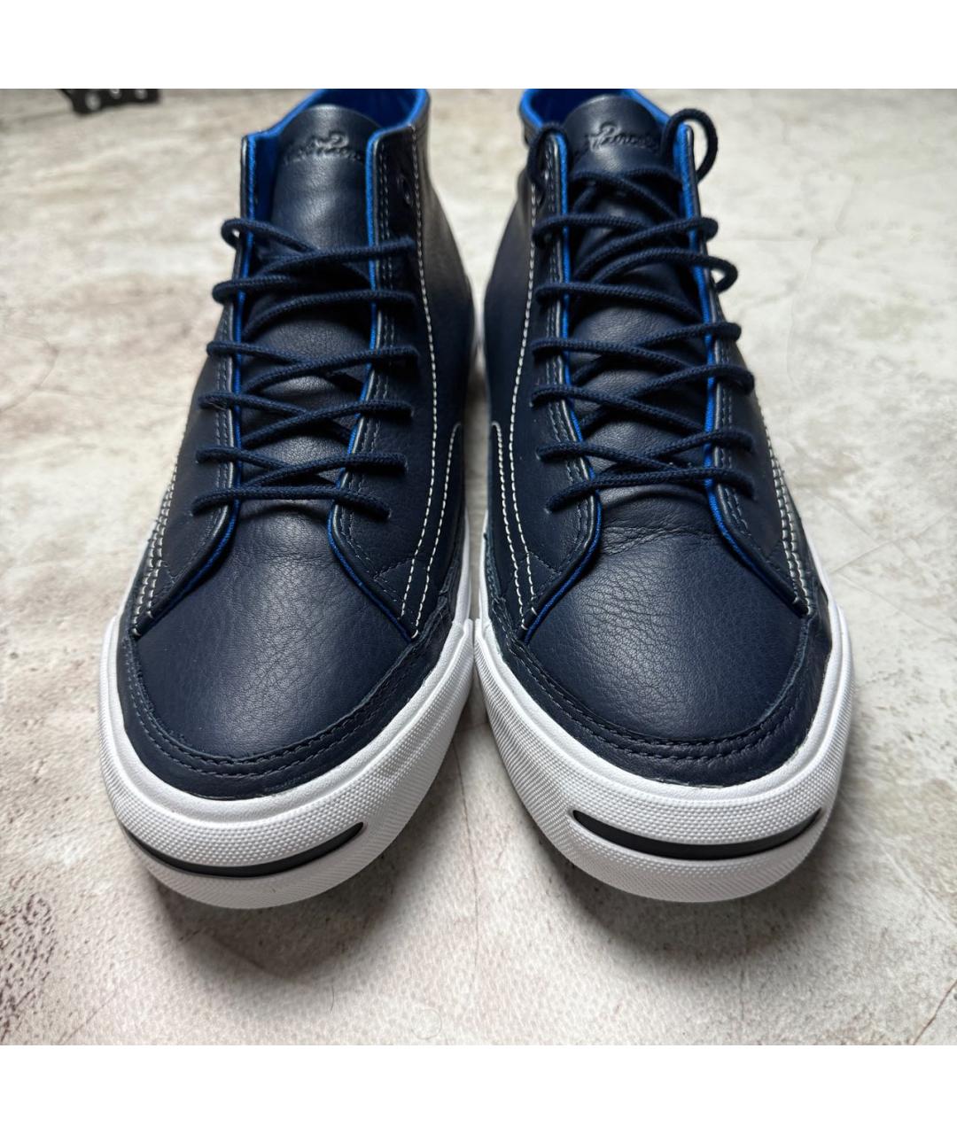 CONVERSE Темно-синие кожаные высокие кроссовки / кеды, фото 2