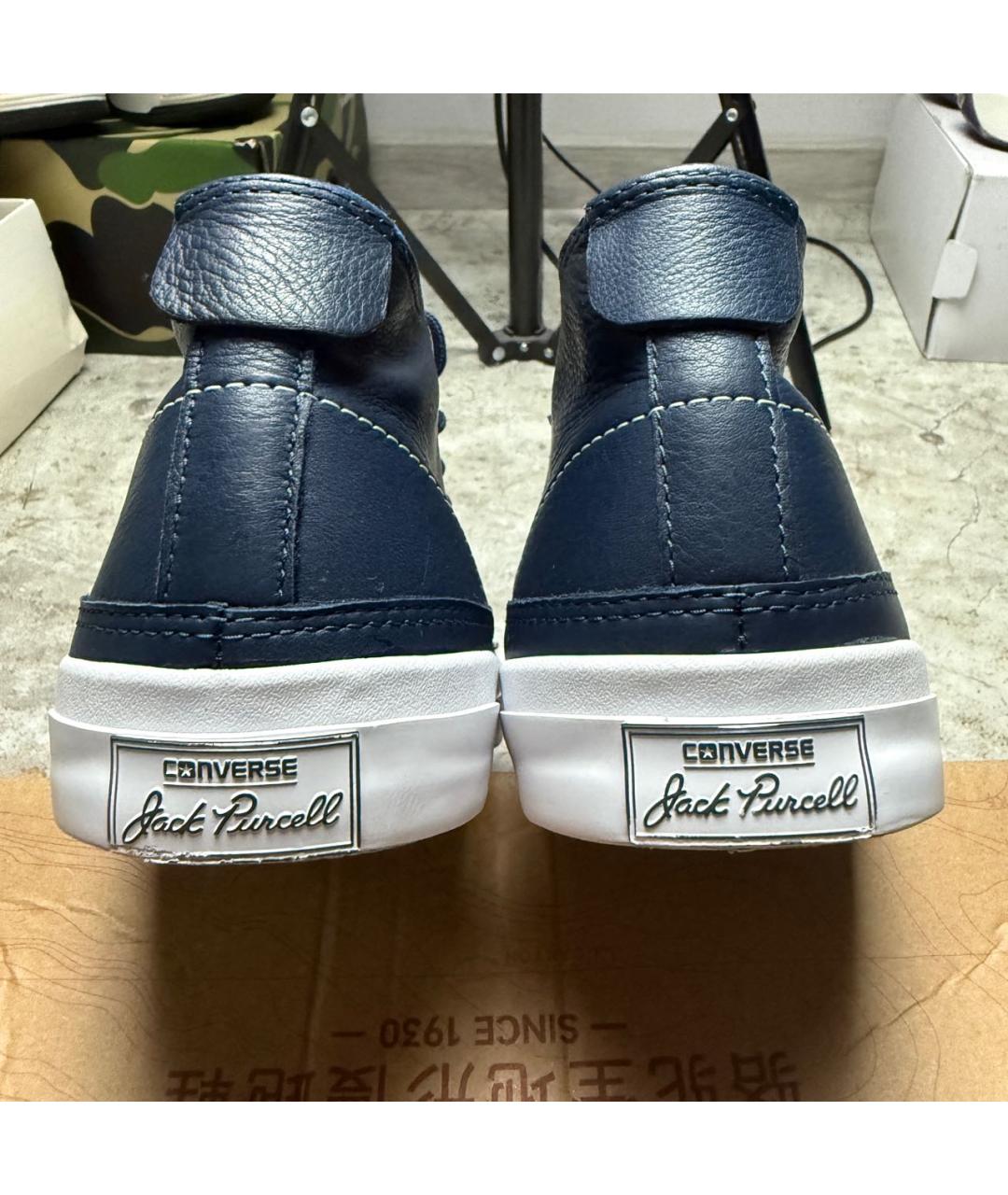 CONVERSE Темно-синие кожаные высокие кроссовки / кеды, фото 5