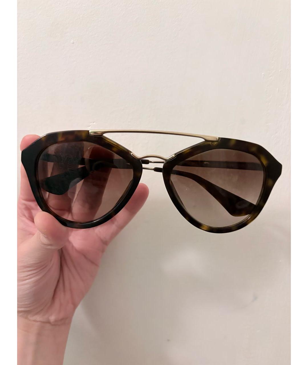 PRADA Коричневые металлические солнцезащитные очки, фото 8