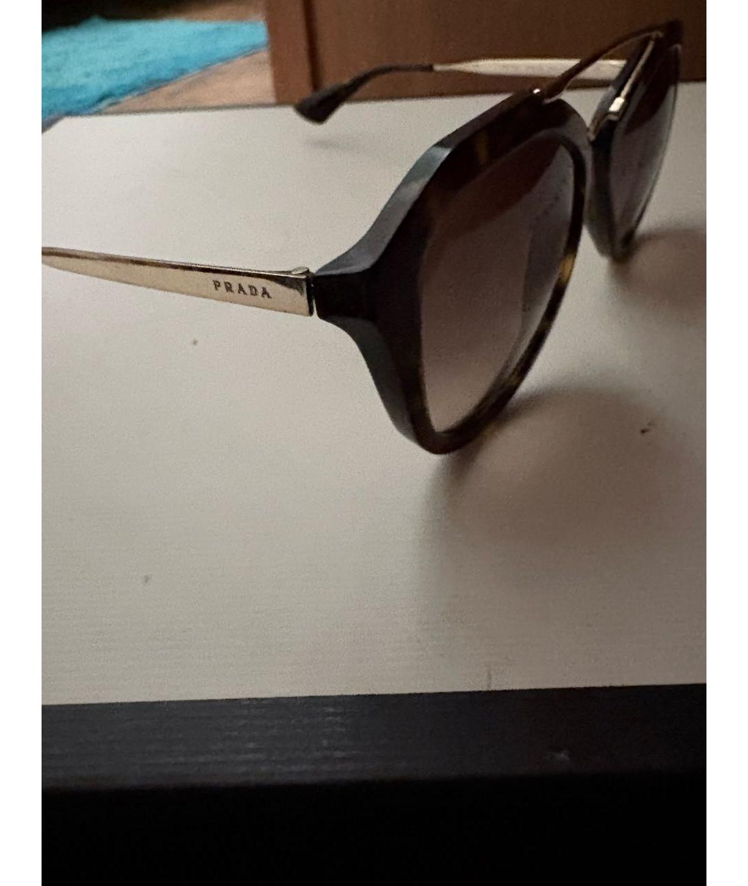 PRADA Коричневые металлические солнцезащитные очки, фото 3