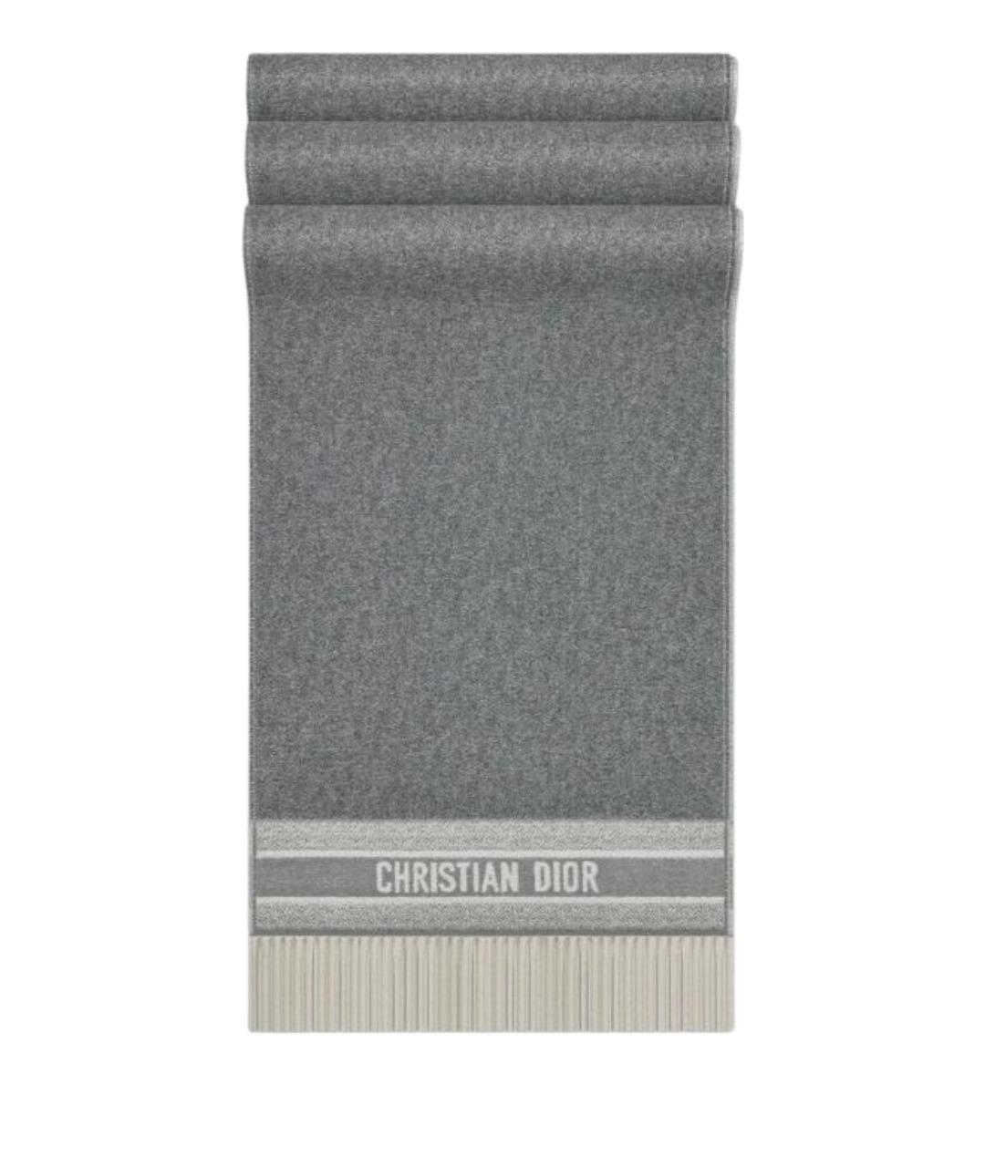 CHRISTIAN DIOR Серый кашемировый шарф, фото 1