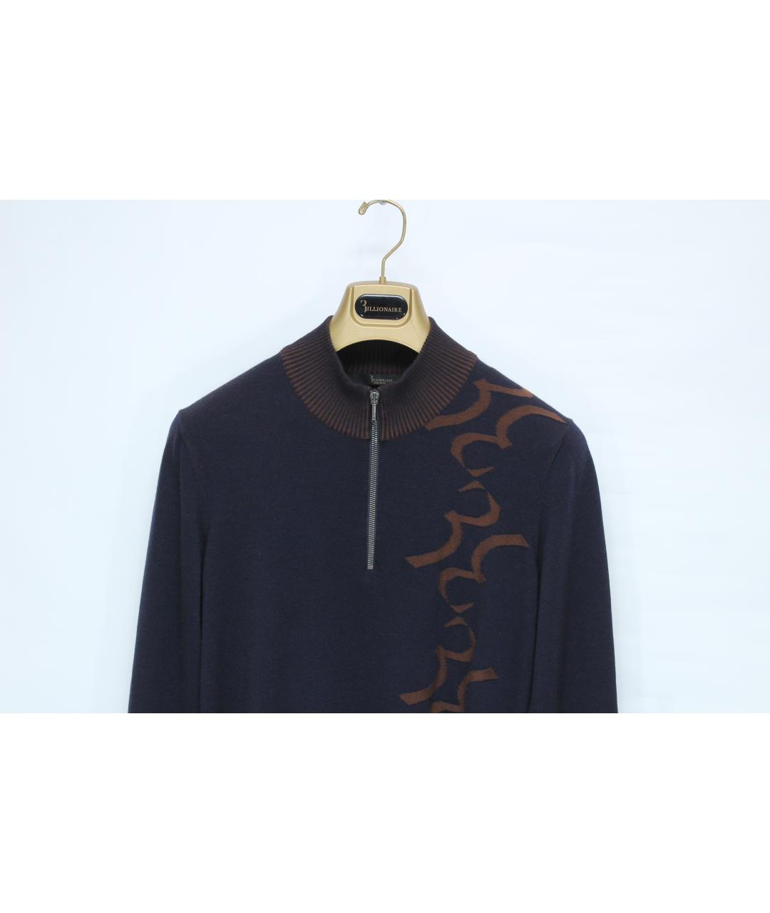 BILLIONAIRE Темно-синий шерстяной джемпер / свитер, фото 3