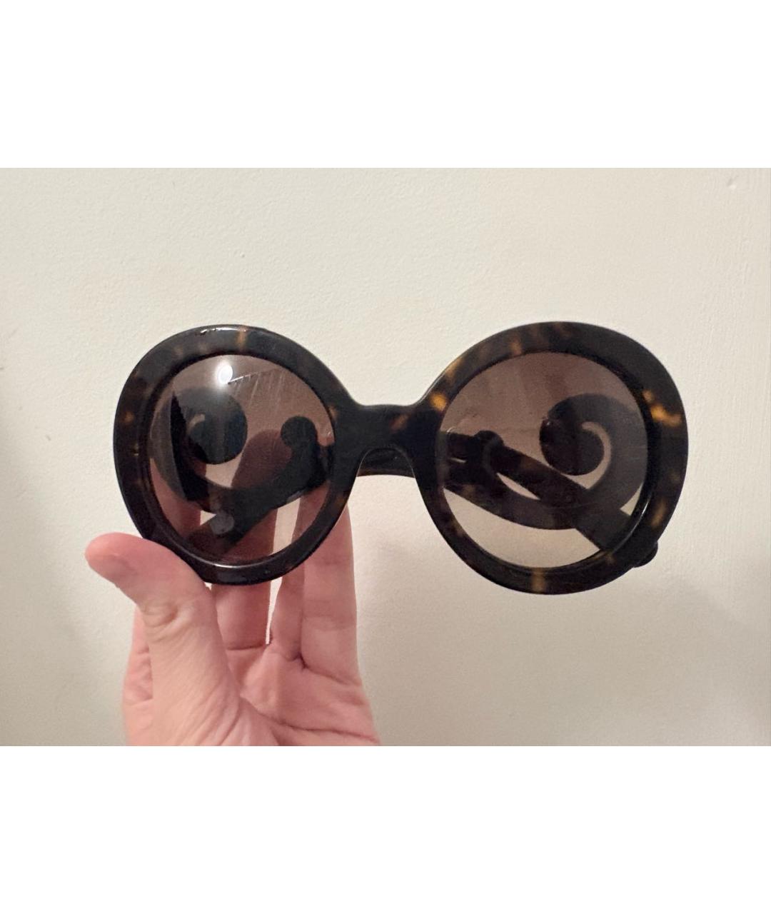 PRADA Коричневые пластиковые солнцезащитные очки, фото 9