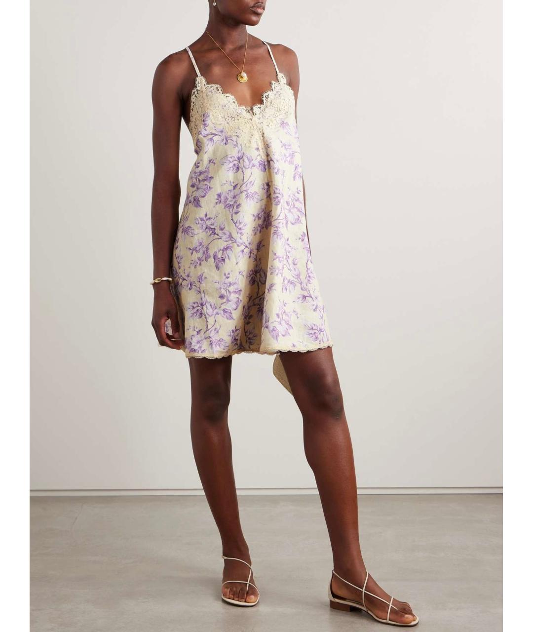 ZIMMERMANN Фиолетовое льняное коктейльное платье, фото 2