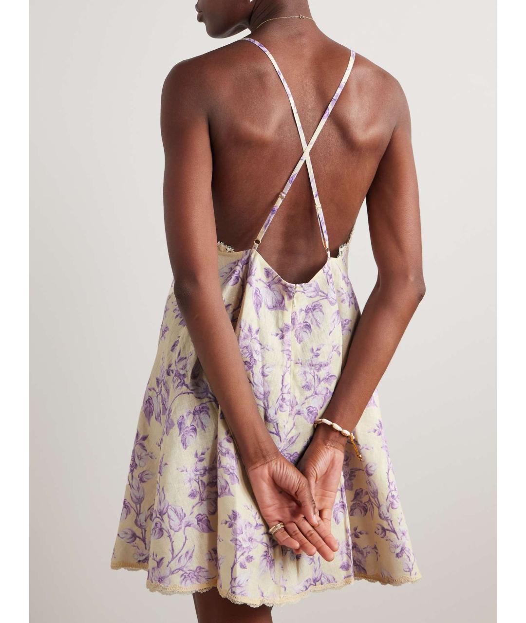 ZIMMERMANN Фиолетовое льняное коктейльное платье, фото 3