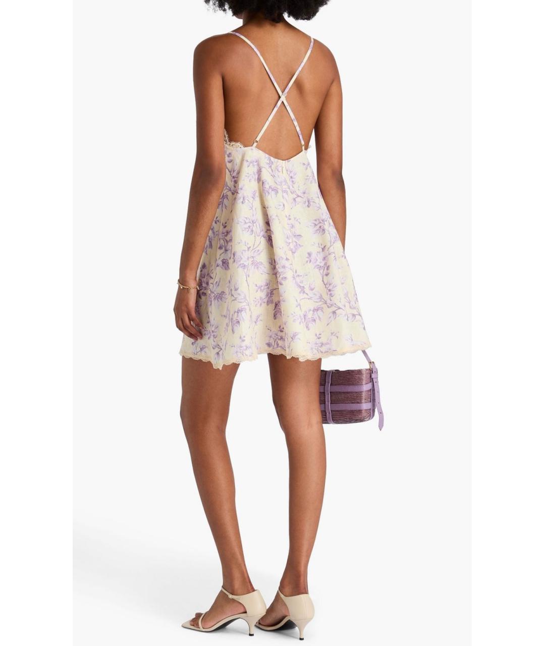 ZIMMERMANN Фиолетовое льняное коктейльное платье, фото 5