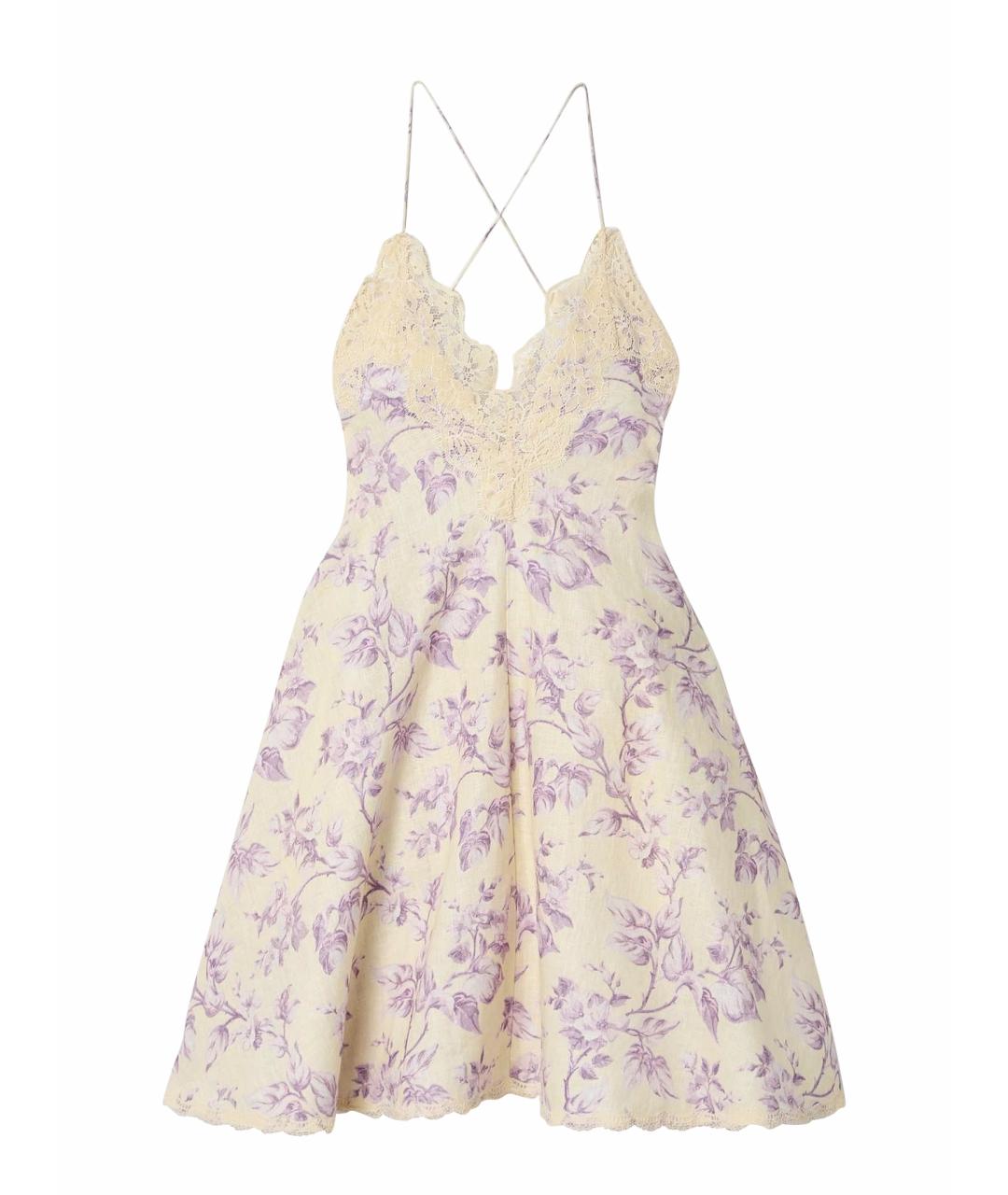 ZIMMERMANN Фиолетовое льняное коктейльное платье, фото 1