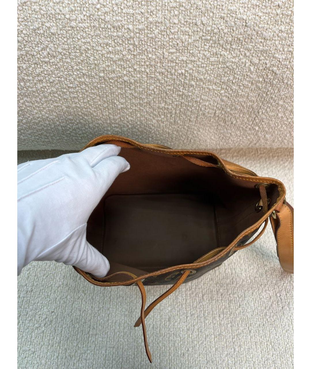 LOUIS VUITTON Коричневая кожаная сумка с короткими ручками, фото 4