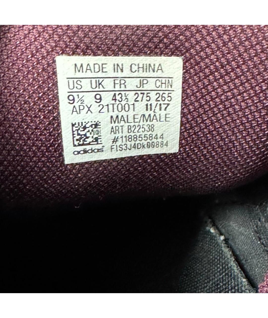 ADIDAS X RAF SIMONS Бордовые текстильные низкие кроссовки / кеды, фото 6