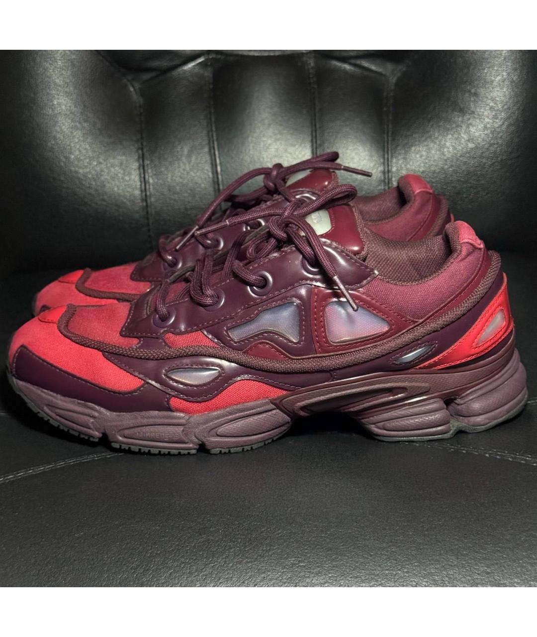 ADIDAS X RAF SIMONS Бордовые текстильные низкие кроссовки / кеды, фото 3