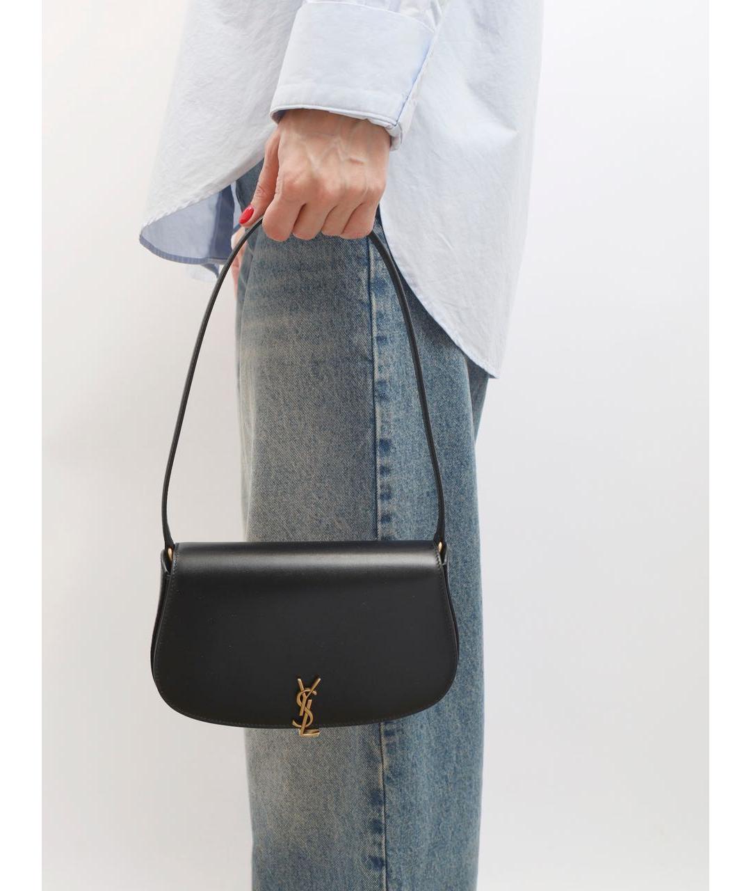 SAINT LAURENT Черная кожаная сумка через плечо, фото 7
