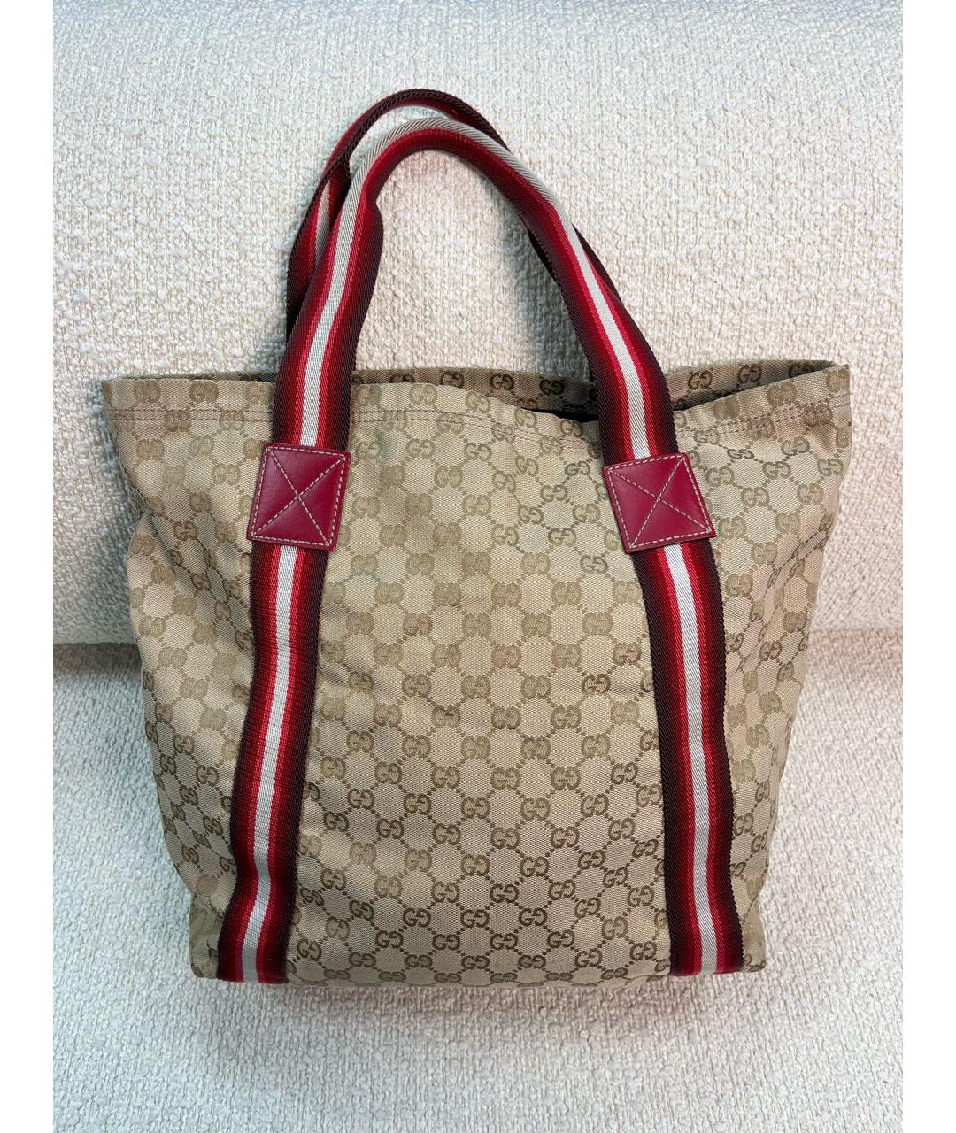 GUCCI Бежевая тканевая сумка тоут, фото 3