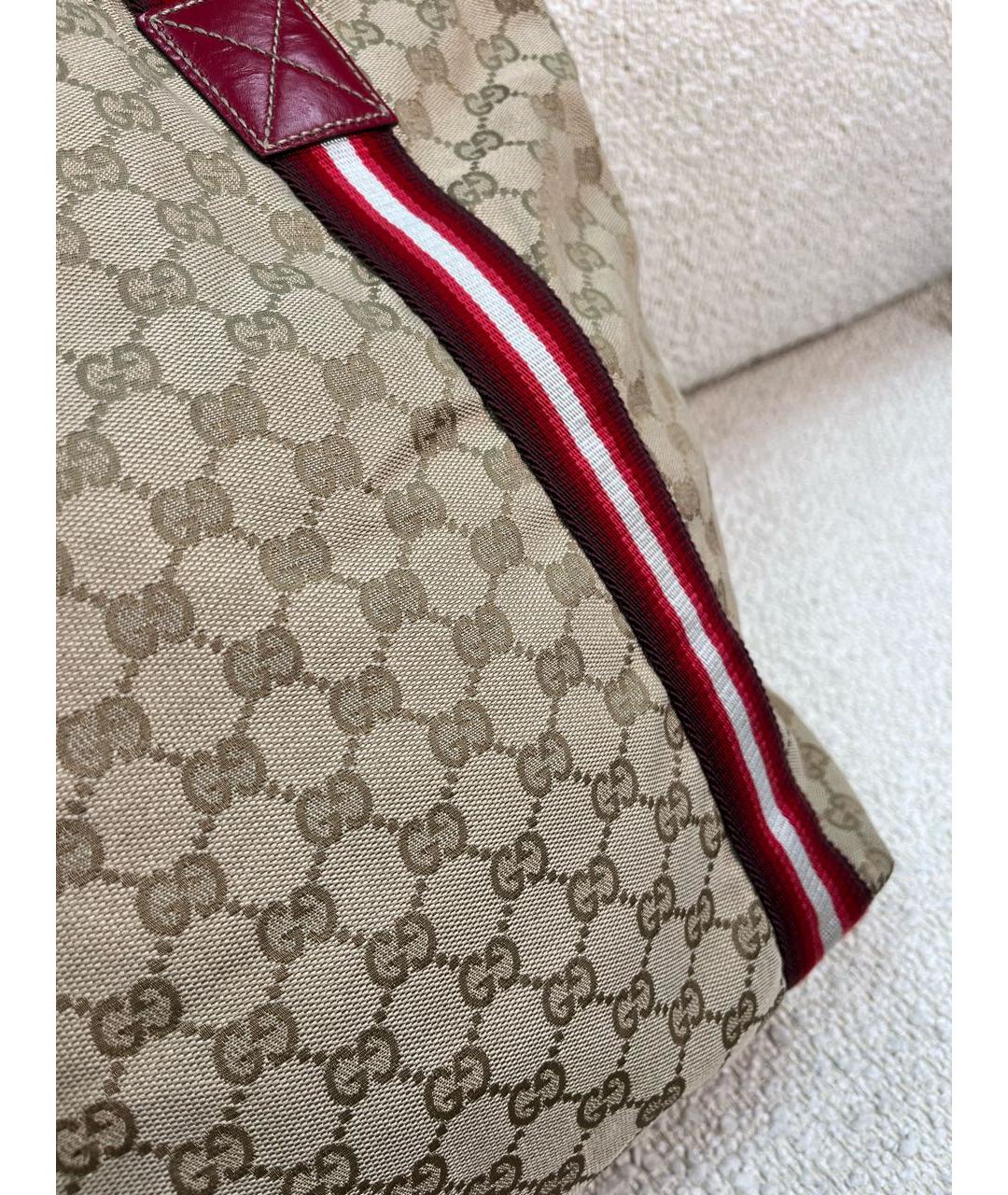GUCCI Бежевая тканевая сумка тоут, фото 8