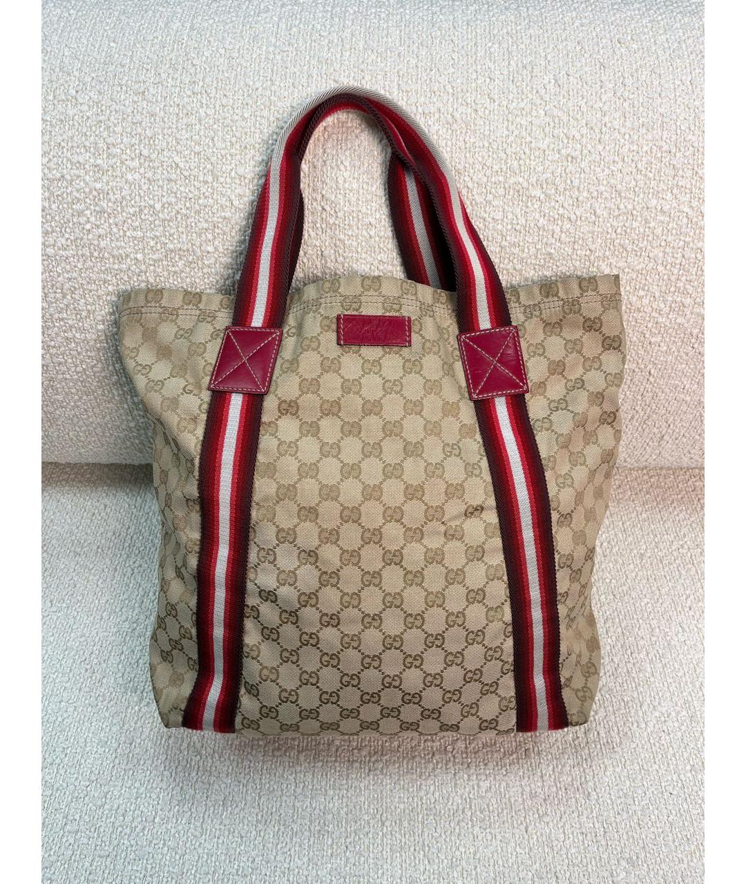 GUCCI Бежевая тканевая сумка тоут, фото 9