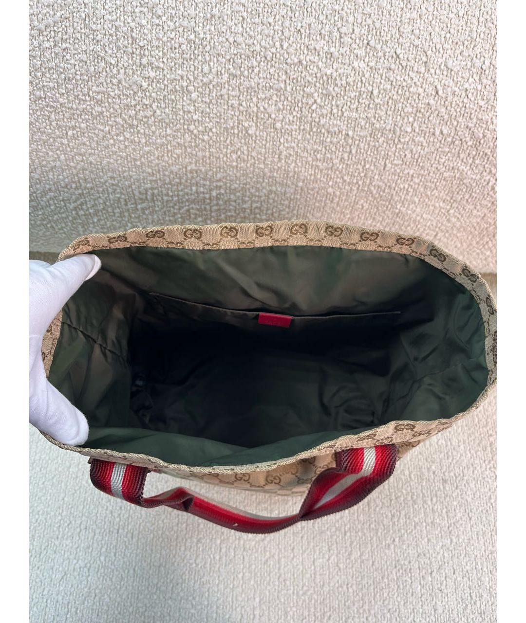 GUCCI Бежевая тканевая сумка тоут, фото 4