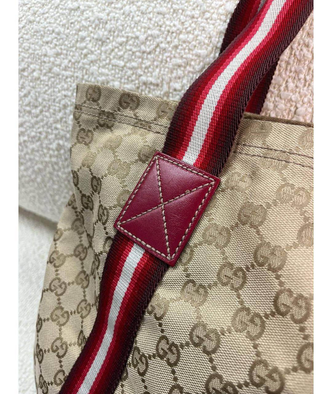 GUCCI Бежевая тканевая сумка тоут, фото 7
