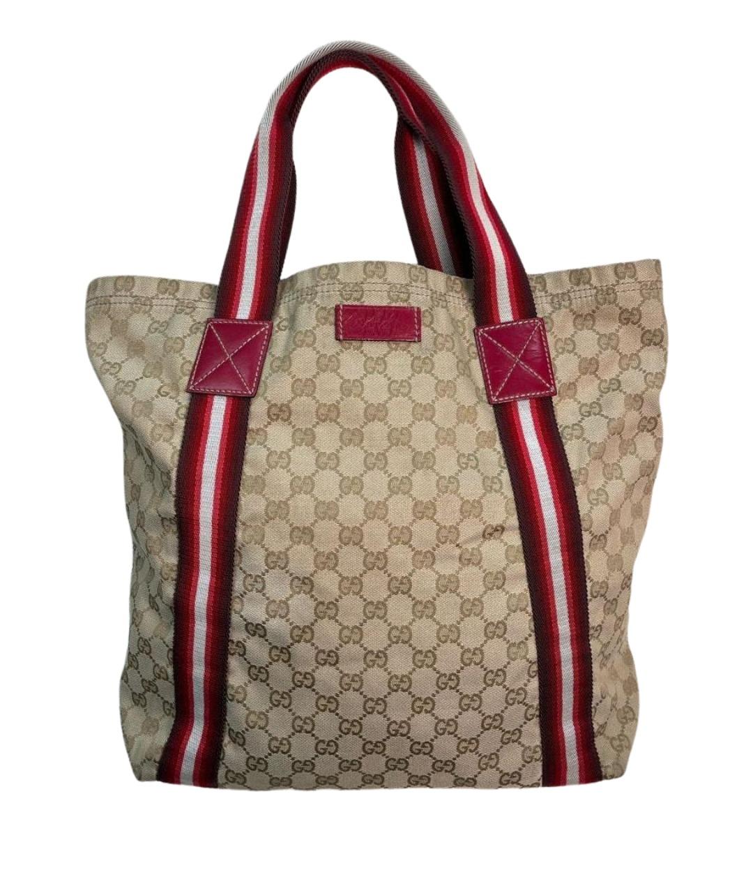 GUCCI Бежевая тканевая сумка тоут, фото 1