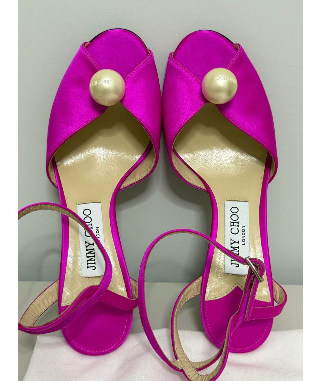 JIMMY CHOO Фуксия текстильные босоножки, фото 3