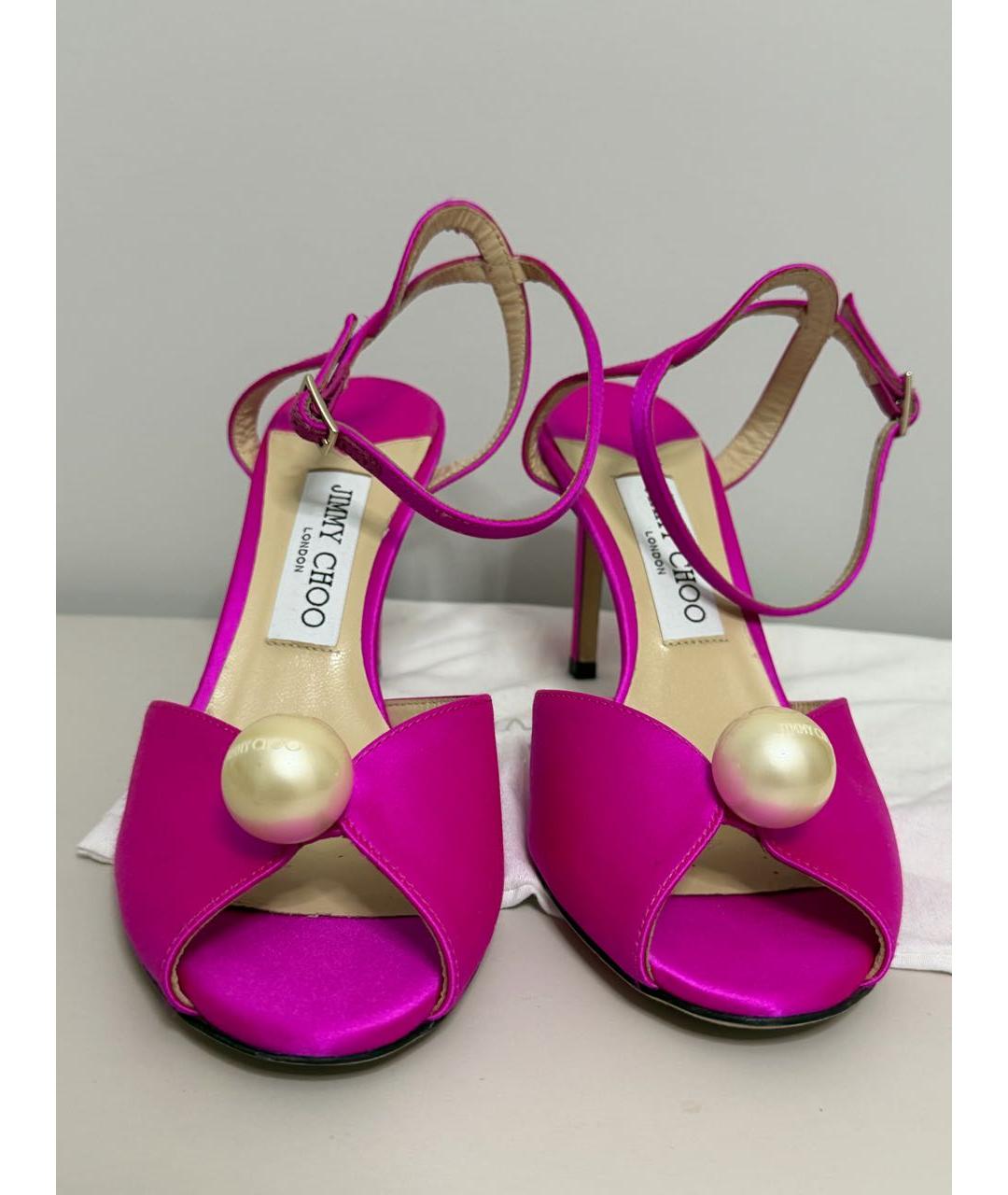 JIMMY CHOO Фуксия текстильные босоножки, фото 2