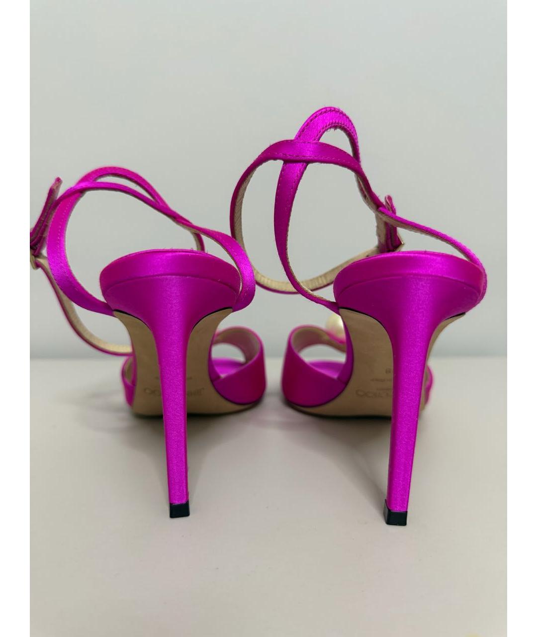 JIMMY CHOO Фуксия текстильные босоножки, фото 4