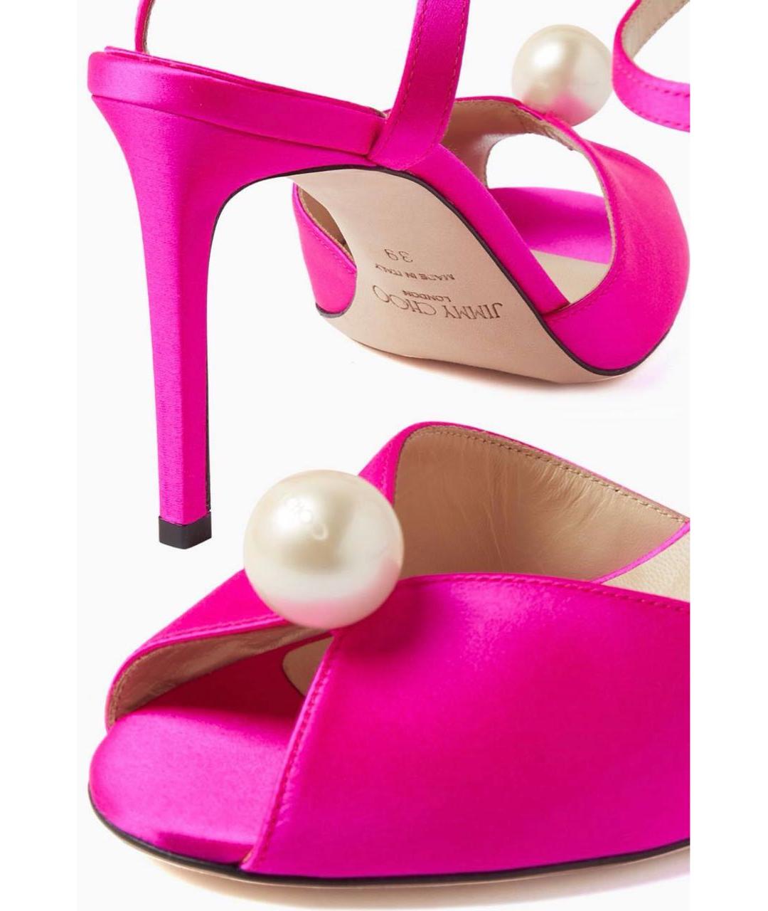 JIMMY CHOO Фуксия текстильные босоножки, фото 5