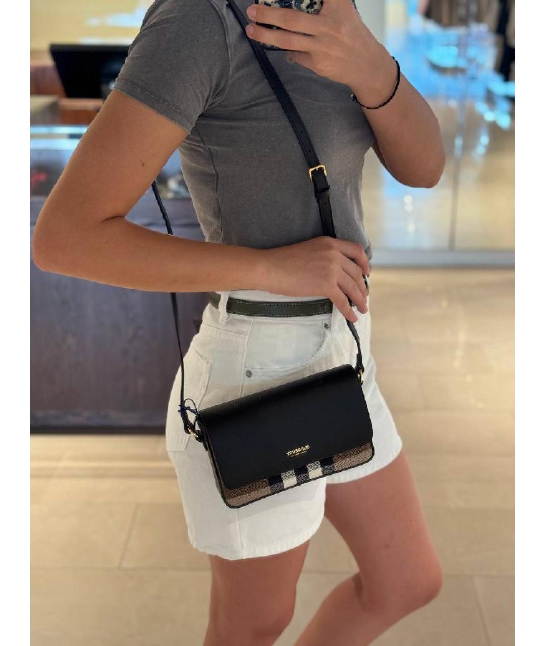 BURBERRY Черная кожаная сумка через плечо, фото 6