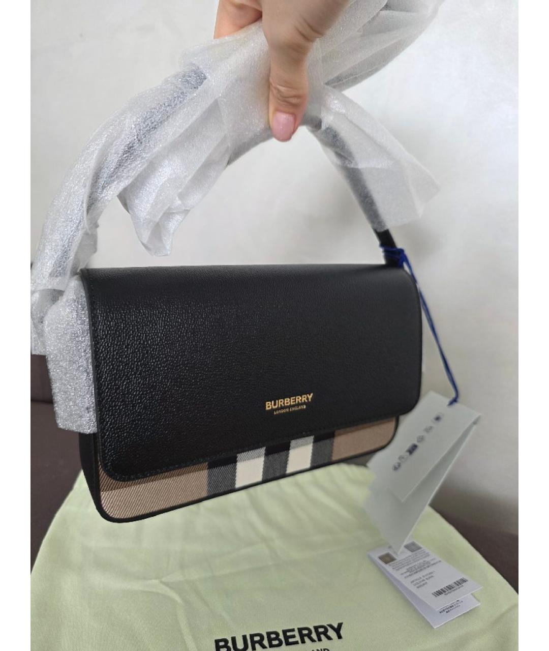 BURBERRY Черная кожаная сумка через плечо, фото 4