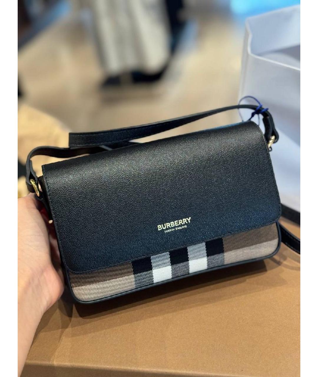 BURBERRY Черная кожаная сумка через плечо, фото 5