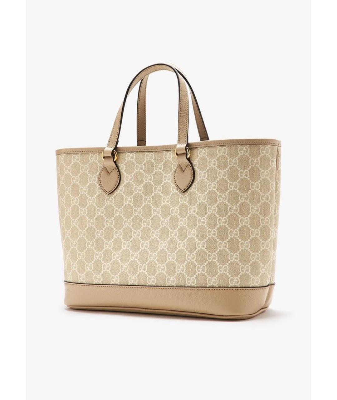 GUCCI Бежевая кожаная сумка тоут, фото 2