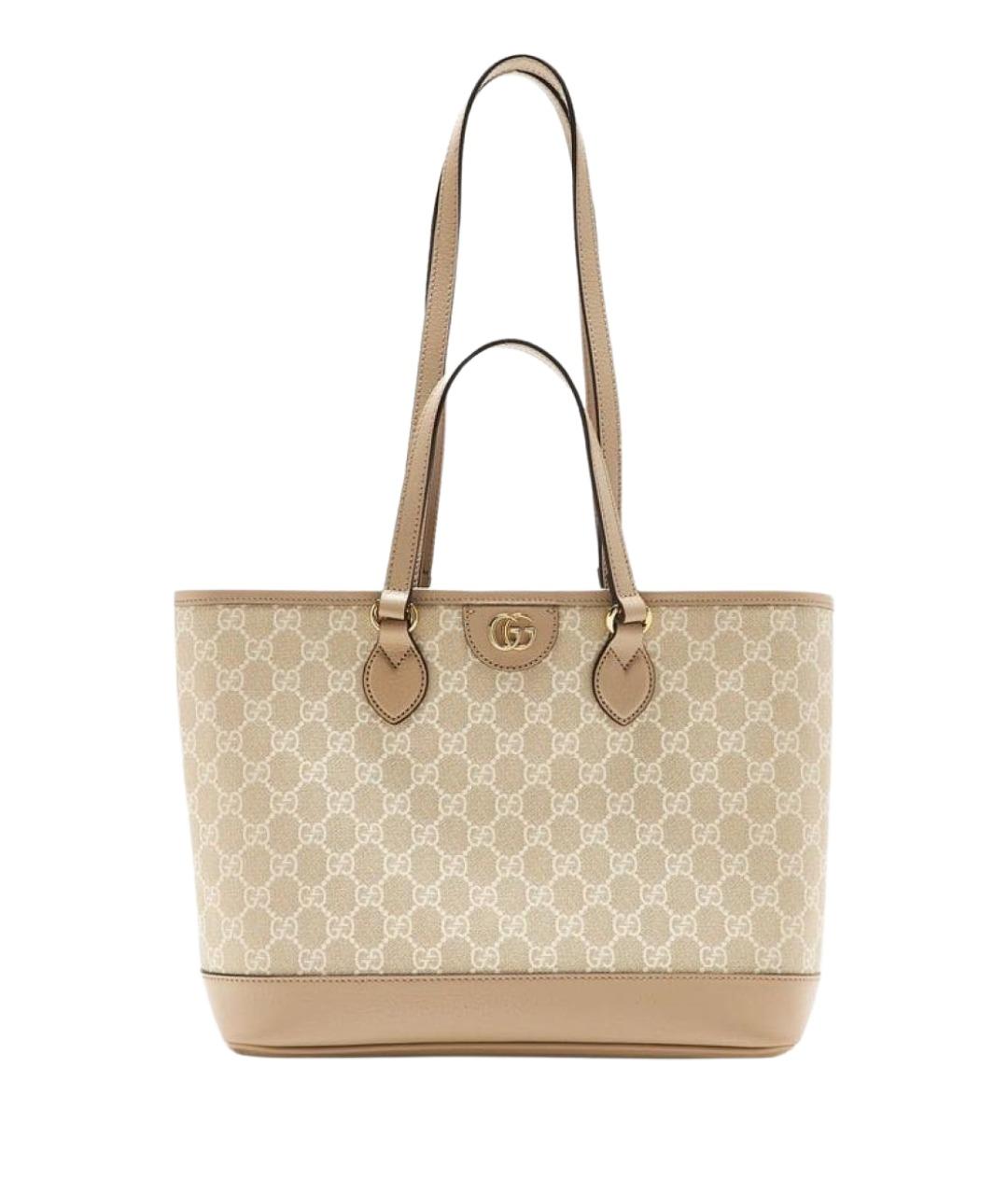 GUCCI Бежевая кожаная сумка тоут, фото 1