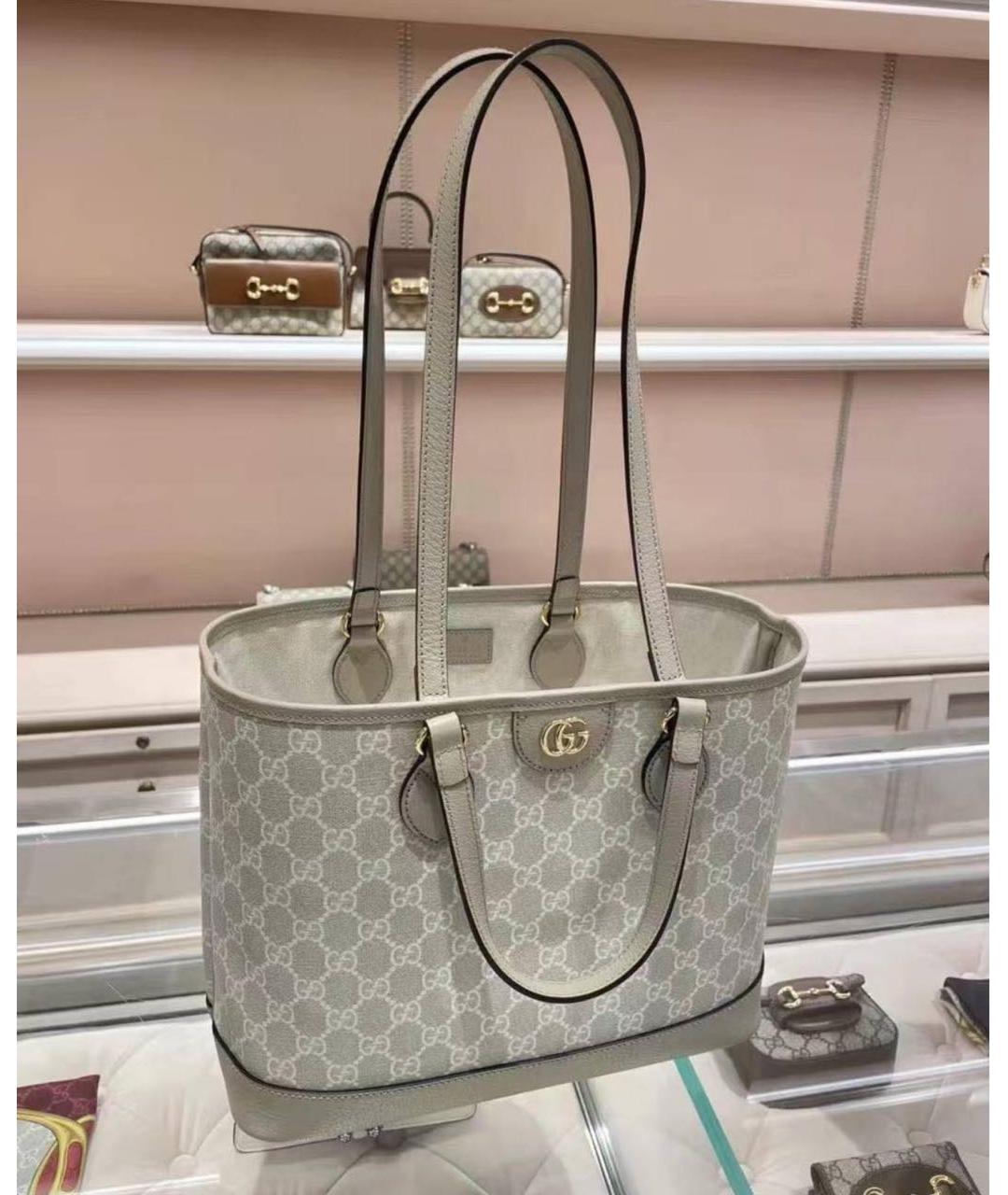 GUCCI Бежевая кожаная сумка тоут, фото 8