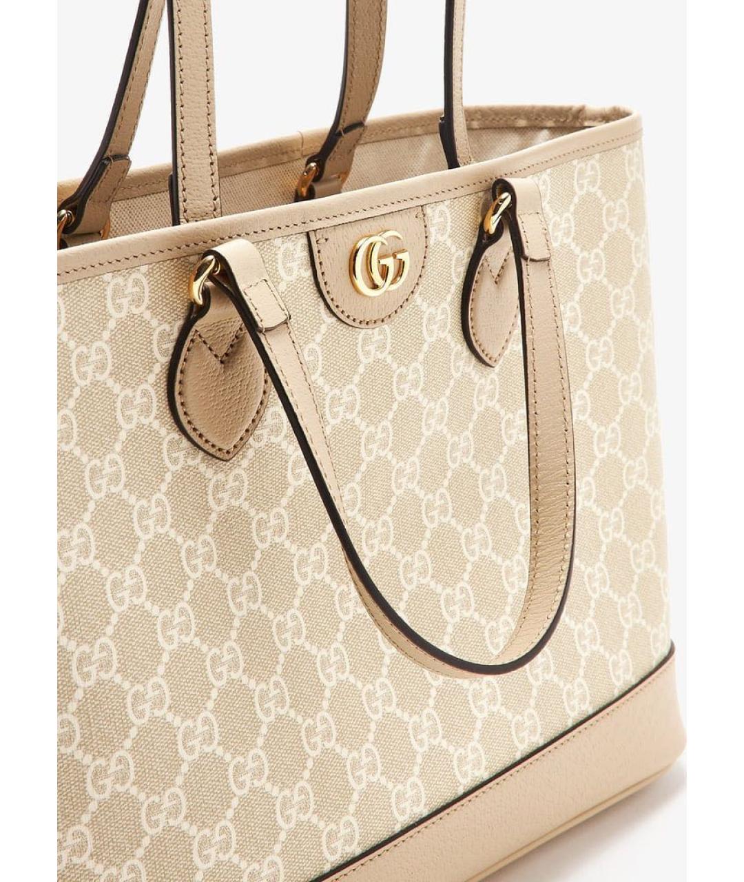 GUCCI Бежевая кожаная сумка тоут, фото 3