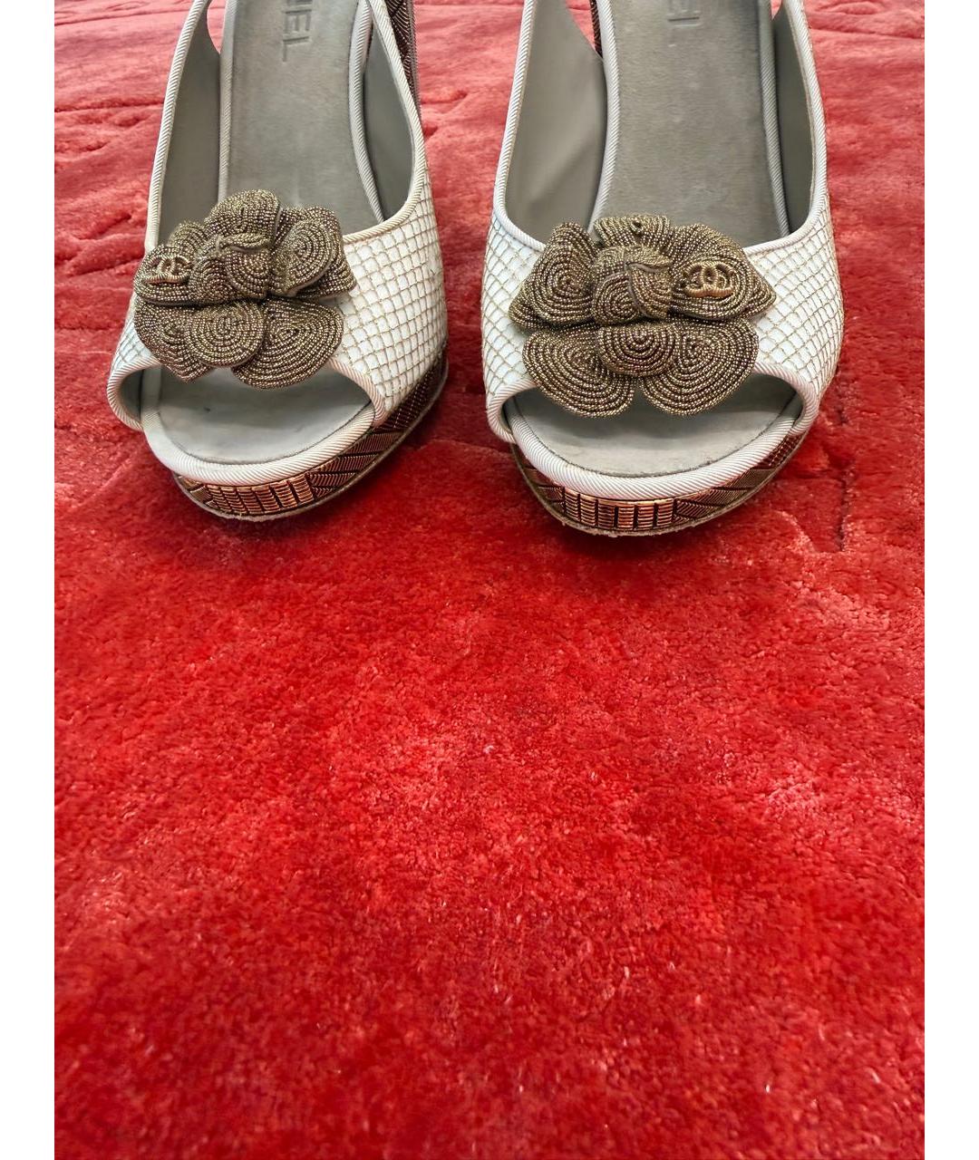 CHANEL Белые кожаные босоножки, фото 8