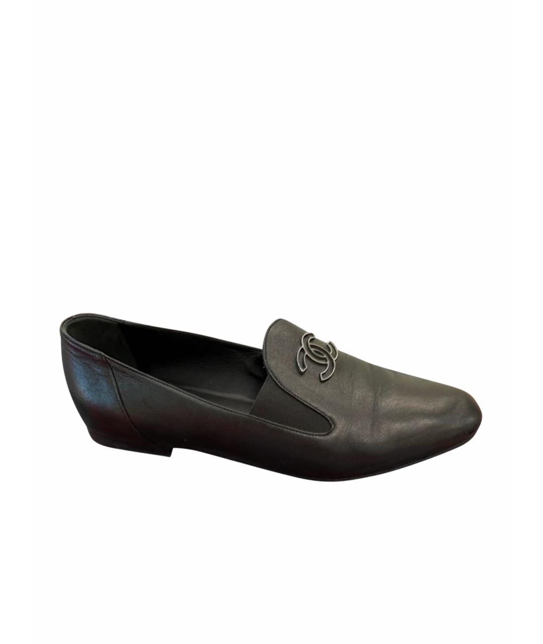 CHANEL Черные кожаные лоферы, фото 1