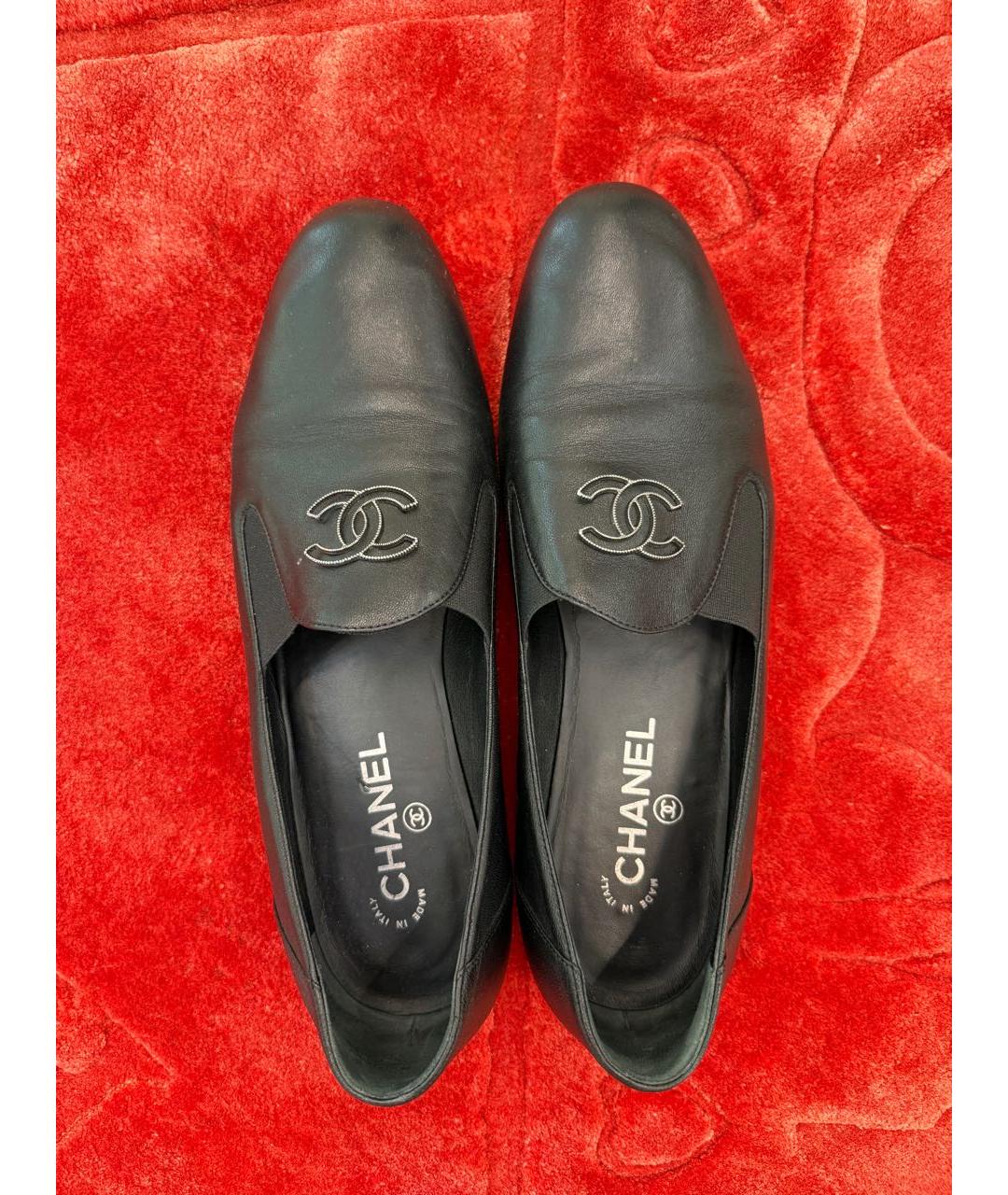 CHANEL Черные кожаные лоферы, фото 3