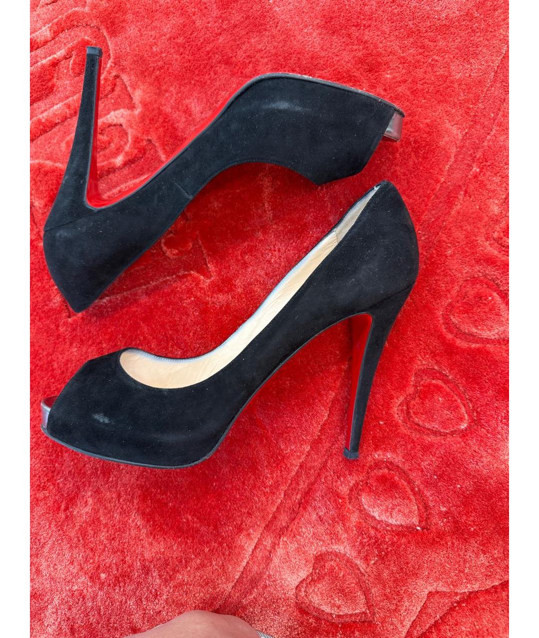 CHRISTIAN LOUBOUTIN Черные замшевые туфли, фото 7