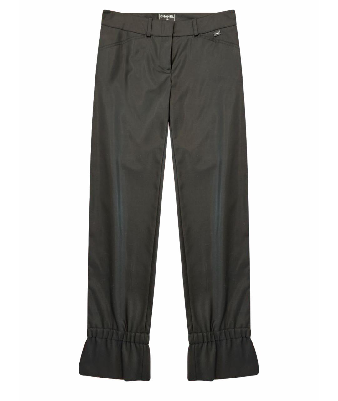 CHANEL Черные полиэстеровые брюки широкие, фото 1