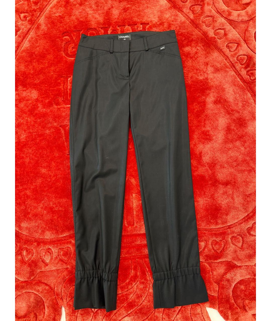CHANEL Черные полиэстеровые брюки широкие, фото 8